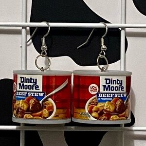 Beef Stew Can Earrings - Red and White